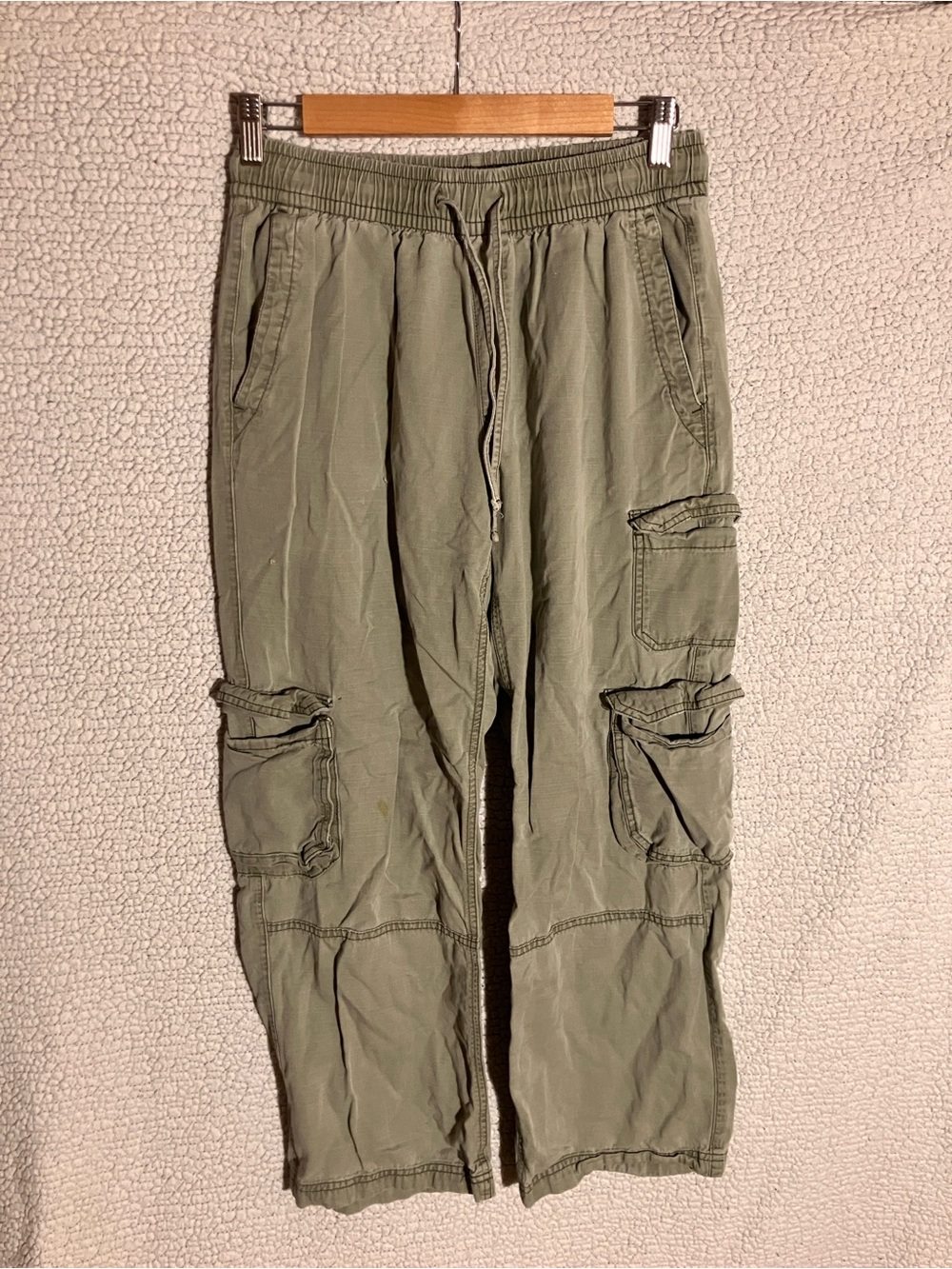 Men's Olive Green Cargo Pants with Drawstring Waist